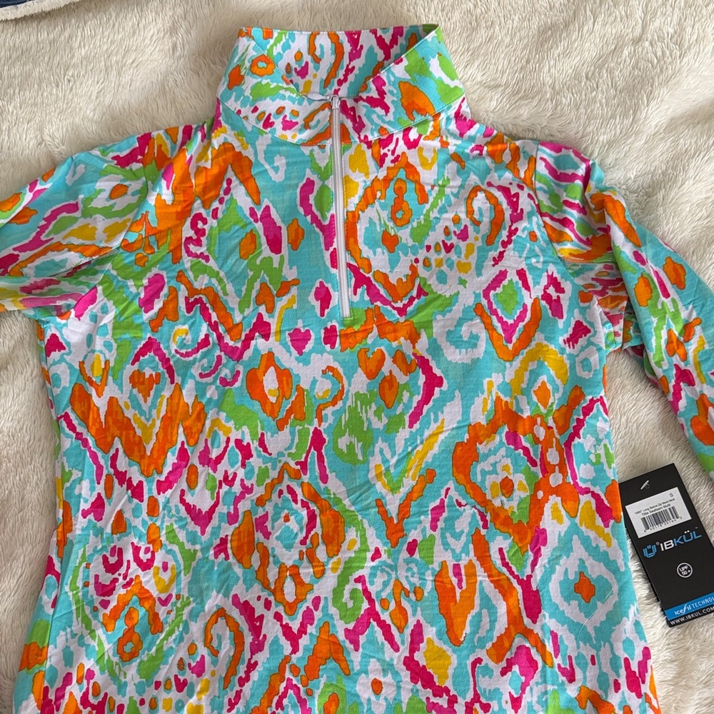 IBKUL UPF 50 Multicolor Patterned Women's Top